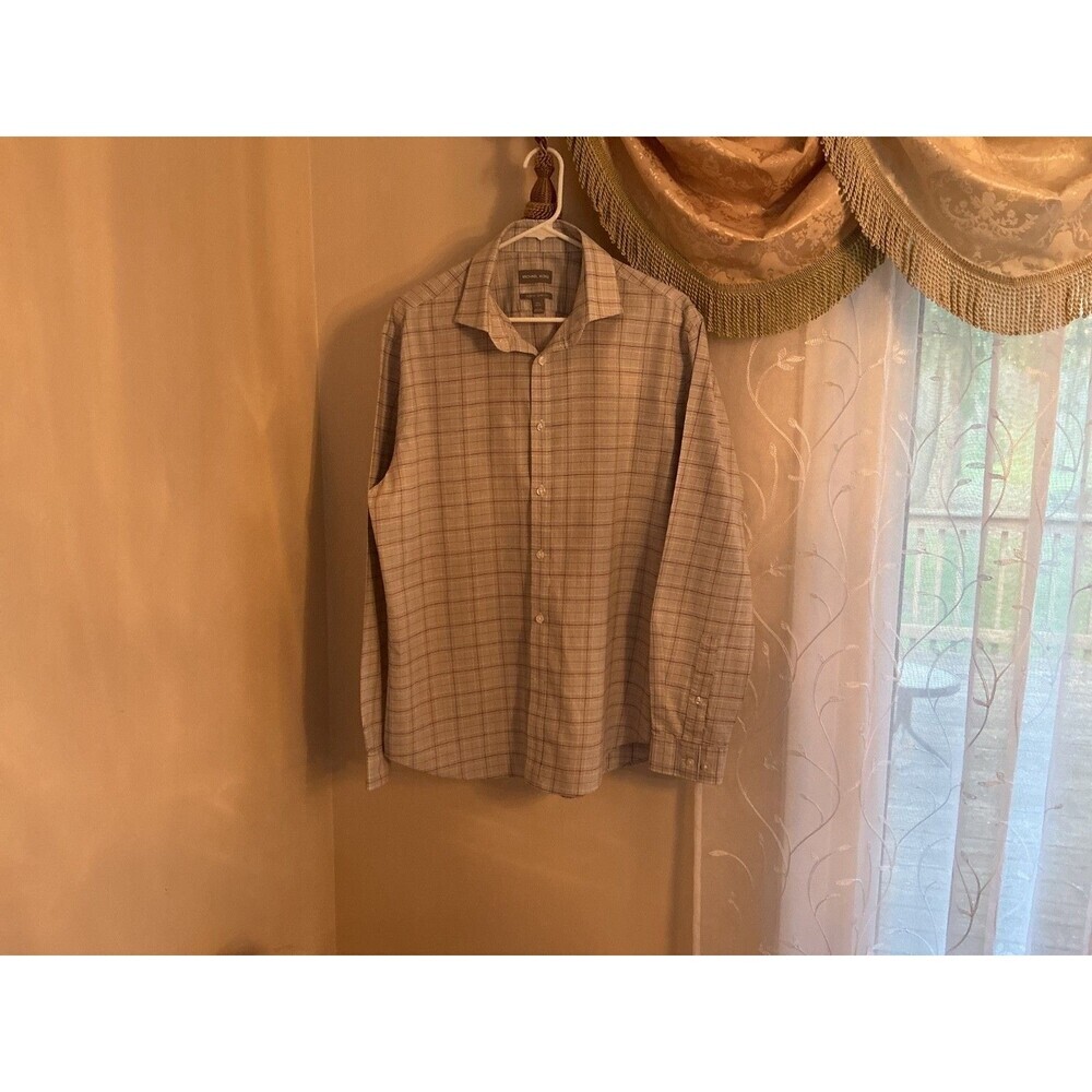 Michael Kors Slim Fit Stretch mens long sleeve shirt sz 16,5 34/35 98% cotton